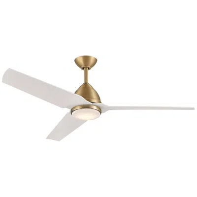 Minka Aire Minka-aire Java 54-in Led Legacy Brass And White 3-blades Ceiling Fan