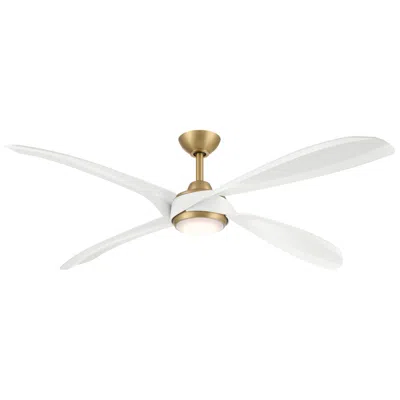Minka Aire Minka-aire Mortyn 60-in Led Brass And White 4-blades Outdoor Ceiling Fan
