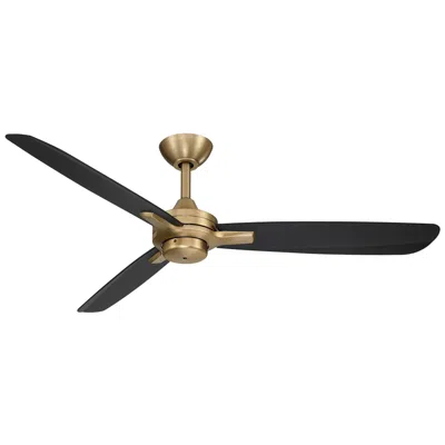 Minka Aire Minka-aire Rudolph 52-in Brushed Brass And Black 3-blades Ceiling Fan In Multi