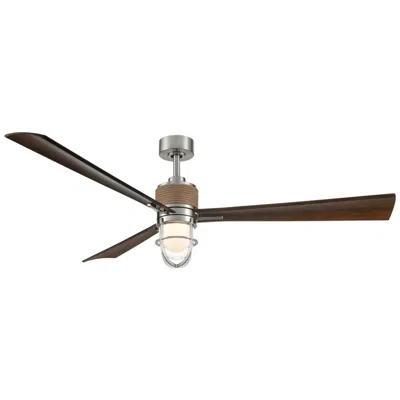 Minka Aire Nauticus 65-in Led Brush Nickel Wet And Koa Outdoor Ceiling Fan