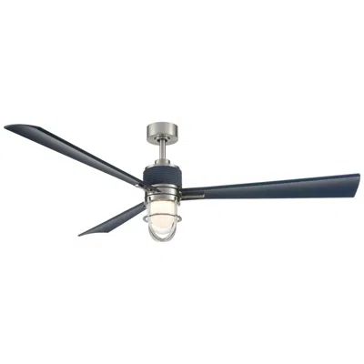 Minka Aire Nauticus 65-in Led Brush Nickel Wet And Navy Outdoor Ceiling Fan