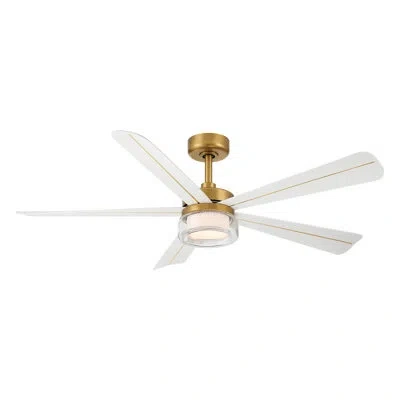 Minka Aire Nellora 52" 5cct Led Smart Ceiling Fan In Brass,alabaster White