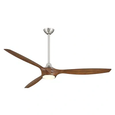 Minka Aire Pierce Led Smart Ceiling Fan In Brown Wood,brushed Nickel