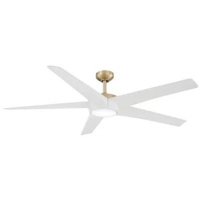 Minka Aire Skymaster - 64in Led Ceiling Fan In White,soft Brass