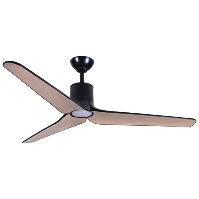 Minka Aire Tempri 56" Led Indoor/outdoor Ceiling Fan In Black,brown Wood