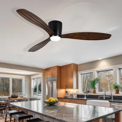 Minka Aire Ventiara 52" Led Flush Mount Indoor/outdoor Ceiling Fan In Black,black