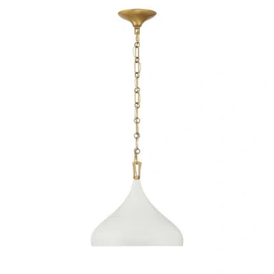 Minka Lavery 1 Light Pendant In Legacy Brass & Off White Cream