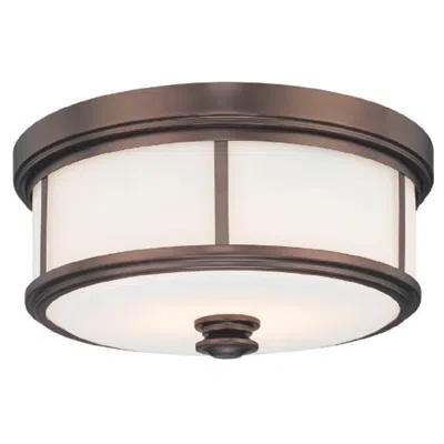 Minka Lavery 16" Wide Harvard Bronze Opal Glass Drum Ceiling Light