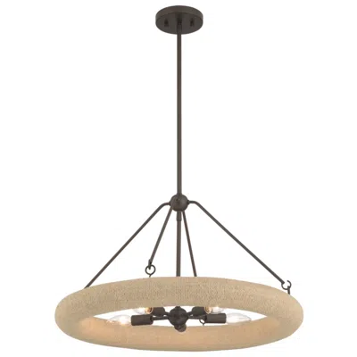 Minka Lavery Aeris 5-light 24-in Dark Bronze And Natural Rope Pendant