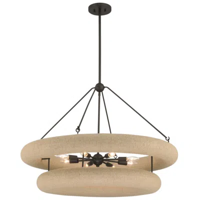 Minka Lavery Aeris 8-light 36-in Dark Bronze And Natural Rope Pendant