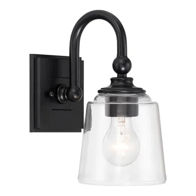 Minka Lavery Antonia 1-light 5.5-in Black Wall Sconce With Glass Shade