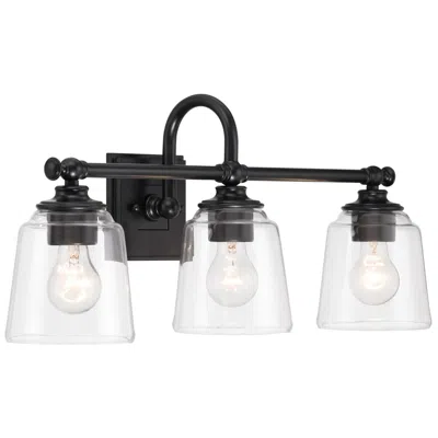 Minka Lavery Antonia 3-light 25.25-in Black Vanity Light With Glass Shades