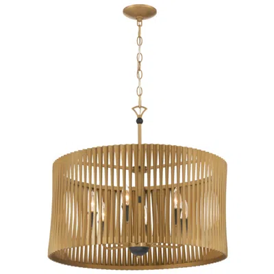 Minka Lavery Aven 6-light 24-in Sand Coal Black And Brass Pendant