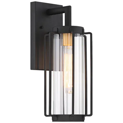 Minka Lavery Avonlea 16" Sand Black Clear Ribbed Glass Outdoor Light