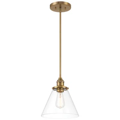Minka Lavery Barwell 1-light 10-in Aged Brass Pendant With Glass Shade