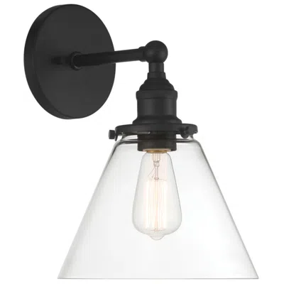 Minka Lavery Barwell 1-light 10-in Coal Black Wall Sconce With Glass Shade