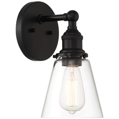 Minka Lavery Barwell 6" Wide Coal Black Clear Glass Wall Sconce