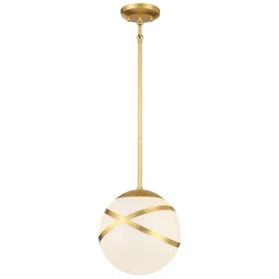 Minka Lavery Batignolles 10"w Spring Gold Leaf Mini Pendant W/ Opal Glass