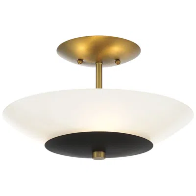 Minka Lavery Bax 14" Wide Soft Brass With Sand Coal Ceiling Light