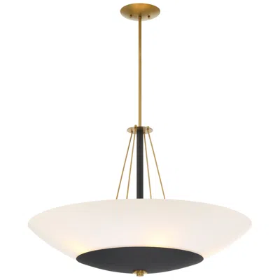 Minka Lavery Bax 5-light 32-in Black And Brass Pendant With Glass Shade