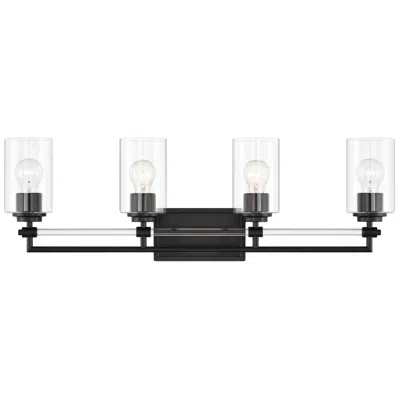 Minka Lavery Binsly 4-light 32-in Black Vanity With Clear Glass Shades