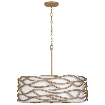 Minka Lavery Branch Reality 28" 6-light Ashen White Shade Gold Pendant