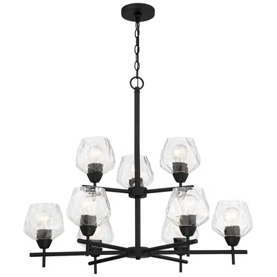 Minka Lavery Camrin 31" Wide Coal Black 9-light Chandelier W/ Clear Glass