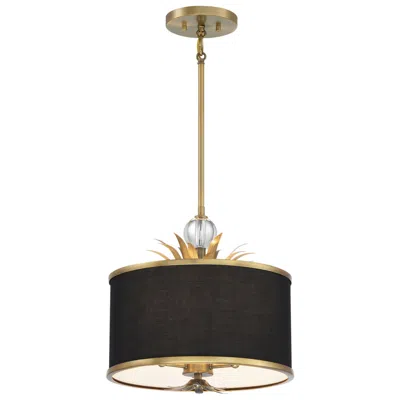 Minka Lavery Caprio 14 3/4"w Brushed Brass And Black Fabric Pendant Light