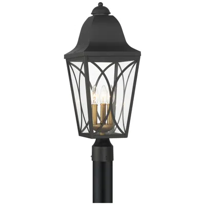 Minka Lavery Cardigan 23 3/4"h Coal Black And Brass Outdoor Post Light