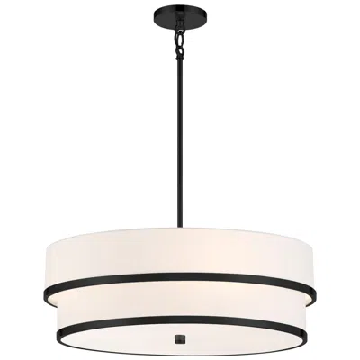 Minka Lavery Cascade 24" Wide 4-light Coal Black Double Drum Pendant