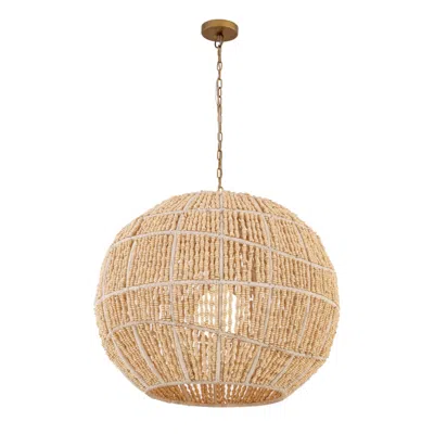 Minka Lavery Cavara 1-light 24-in Legacy Brass Pendant With Wood Beads