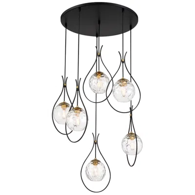 Minka Lavery Cody 28" Wide Coal And Soft Brass 6-light Pendant