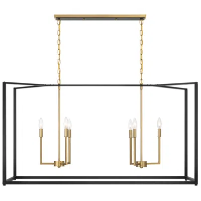 Minka Lavery Colwick 48" Wide Black And Brass 6-light Island Chandelier