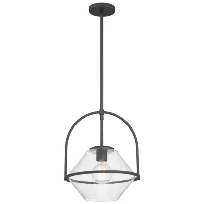 Minka Lavery Coralyn 1-light 13.25-in Matte Black Pendant With Glass Shade