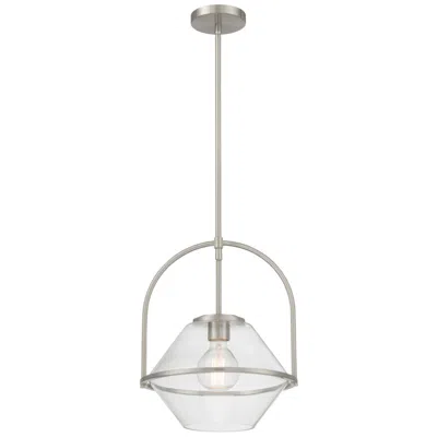 Minka Lavery Coralyn 1-lt 13.25-in Brushed Nickel Pendant With Glass Shade