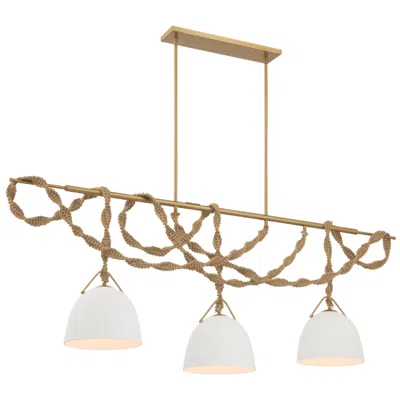 Minka Lavery Cordon 3-light 10-in Legacy Brass Linear Chandelier With Shade