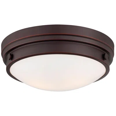 Minka Lavery Culver 13 1/4" White Glass Lathan Bronze Ceiling Light