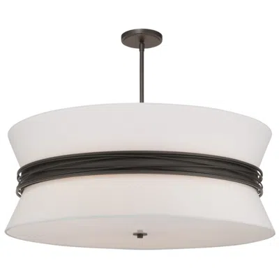 Minka Lavery Dalvor 6-lt 36-in Dark Bronze Pendant With White Linen Shade