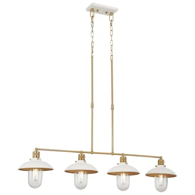 Minka Lavery Downtown Edison 4-light White And Soft Brass Island Chandelier