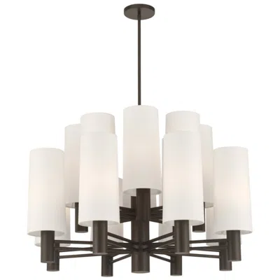 Minka Lavery Draxen 16-light 32-in Dark Bronze Chandelier With White Shades