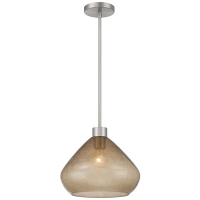Minka Lavery Elaris 1-light 12.5-in Brushed Nickel Pendant With Glass Shade