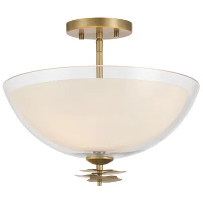 Minka Lavery Elowen 3-light 15-in Legacy Brass Semi-flush With Shades