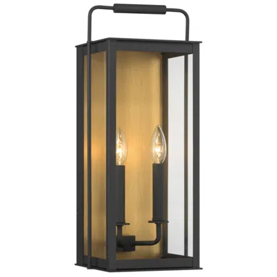 Minka Lavery Great Outdoors Aberdeen 2-light 8.5-in Black And Brass Outdoor Wall Light