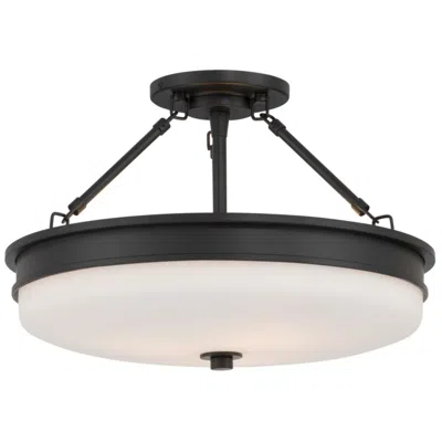 Minka Lavery Halora 3-lt 15.25-in Matte Black Semi-flush Mount With Shade