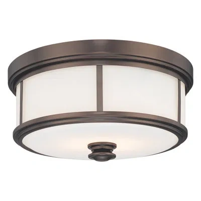 Minka Lavery Harvard Court 2 - Light 13.5'' Simple Drum Flush Mount In Harbour Point Bronze
