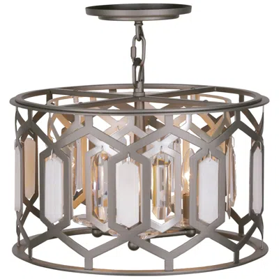 Minka Lavery Hexly 16"w Bronze And Silver 3-light Ceiling Light