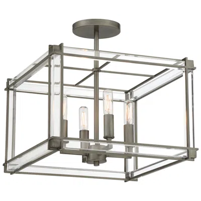 Minka Lavery Langen Square 15" Wide Antique Nickel Ceiling Light