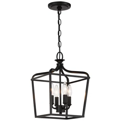 Minka Lavery Laurel Estate 4-light 10-in Black Cage Pendant To Semi-flush