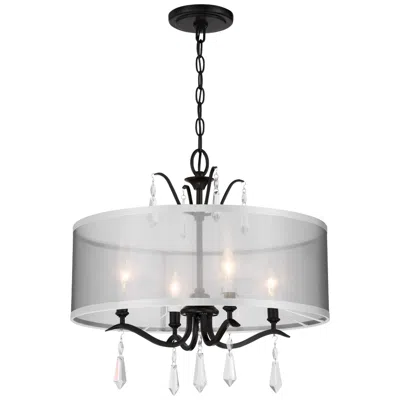 Minka Lavery Laurel Estate 4-light 20-in Black Pendant To Semi-flush