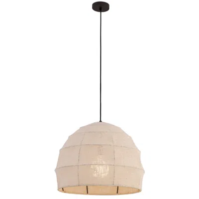 Minka Lavery Lunel 1-light 24-in Dark Bronze Pendant With Linen Shade
